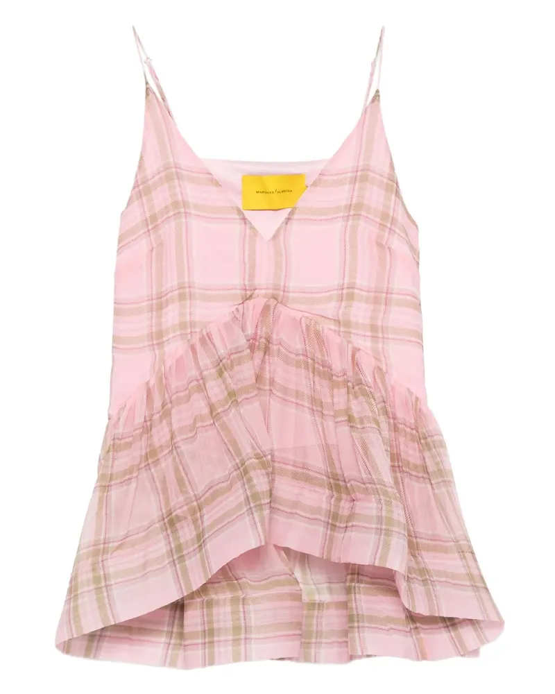 Marques ' Almeida Chiffonoberteil mit Schottenkaro - Rosa Rosa