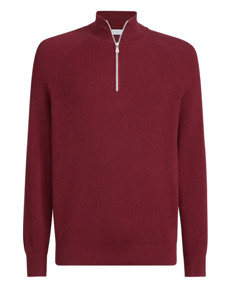Brunello Cucinelli Gerippter Pullover mit Reißverschluss - Rot Rot