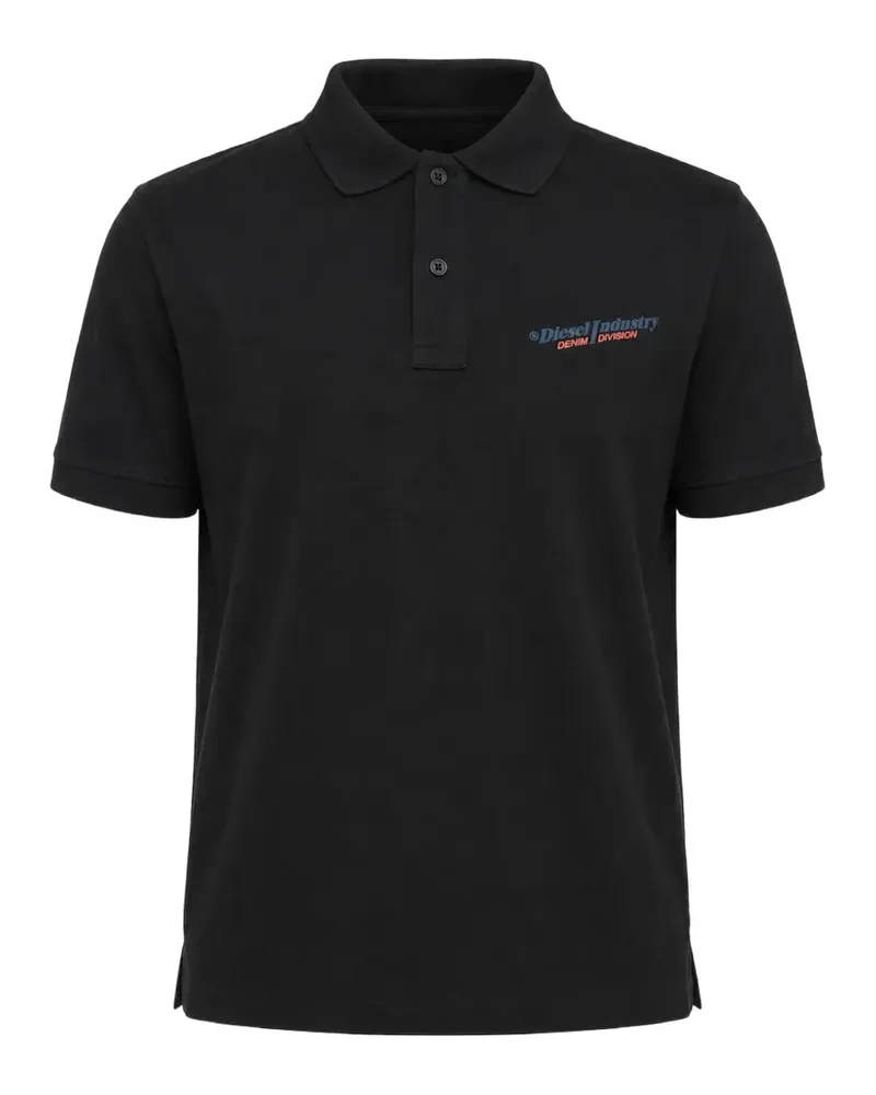 Diesel Poloshirt mit Logo-Print - Schwarz Schwarz