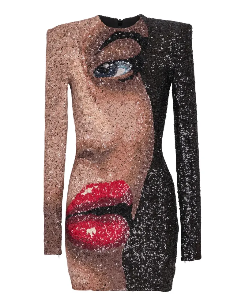Balmain Partial Face Minikleid - Schwarz Schwarz