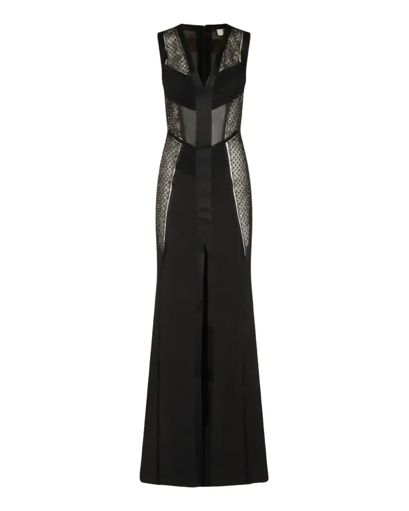 Elisabetta Franchi lace-insert ruched maxi dress - Schwarz Schwarz