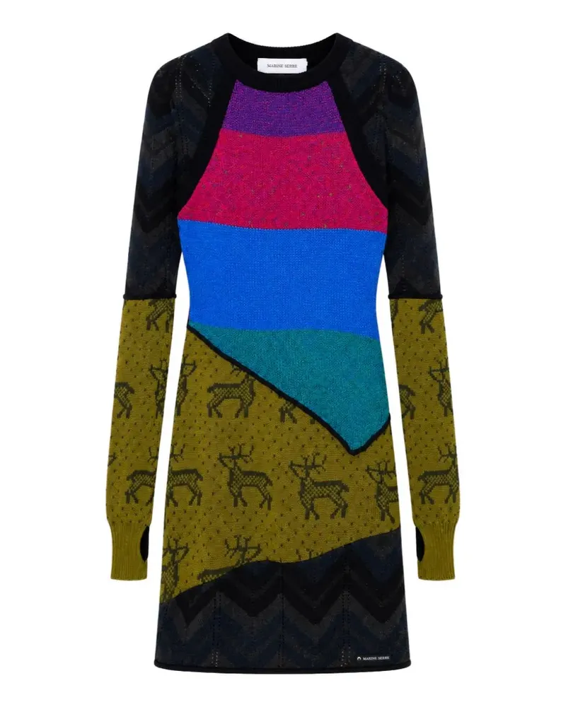 Marine Serre Intarsien-Minikleid im Patchwork-Look - Schwarz Schwarz