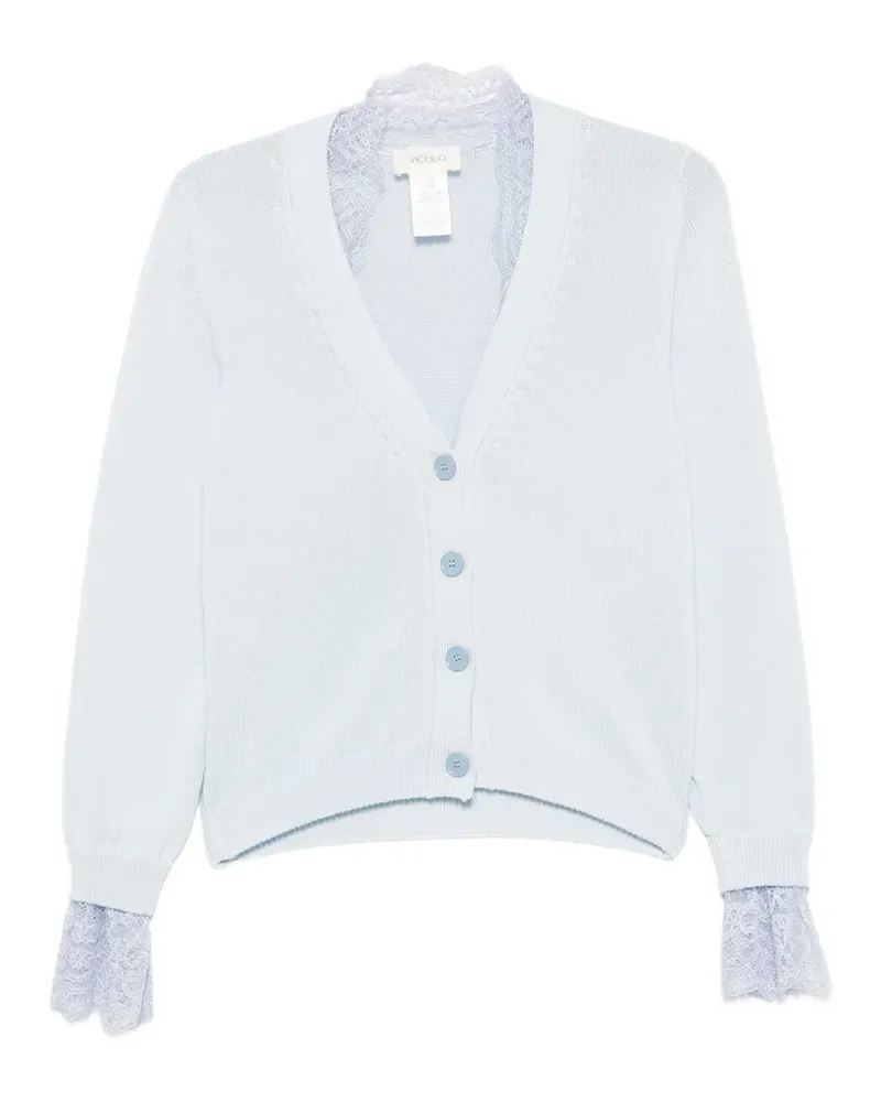 VICOLO lace-trim cardigan - Blau Blau