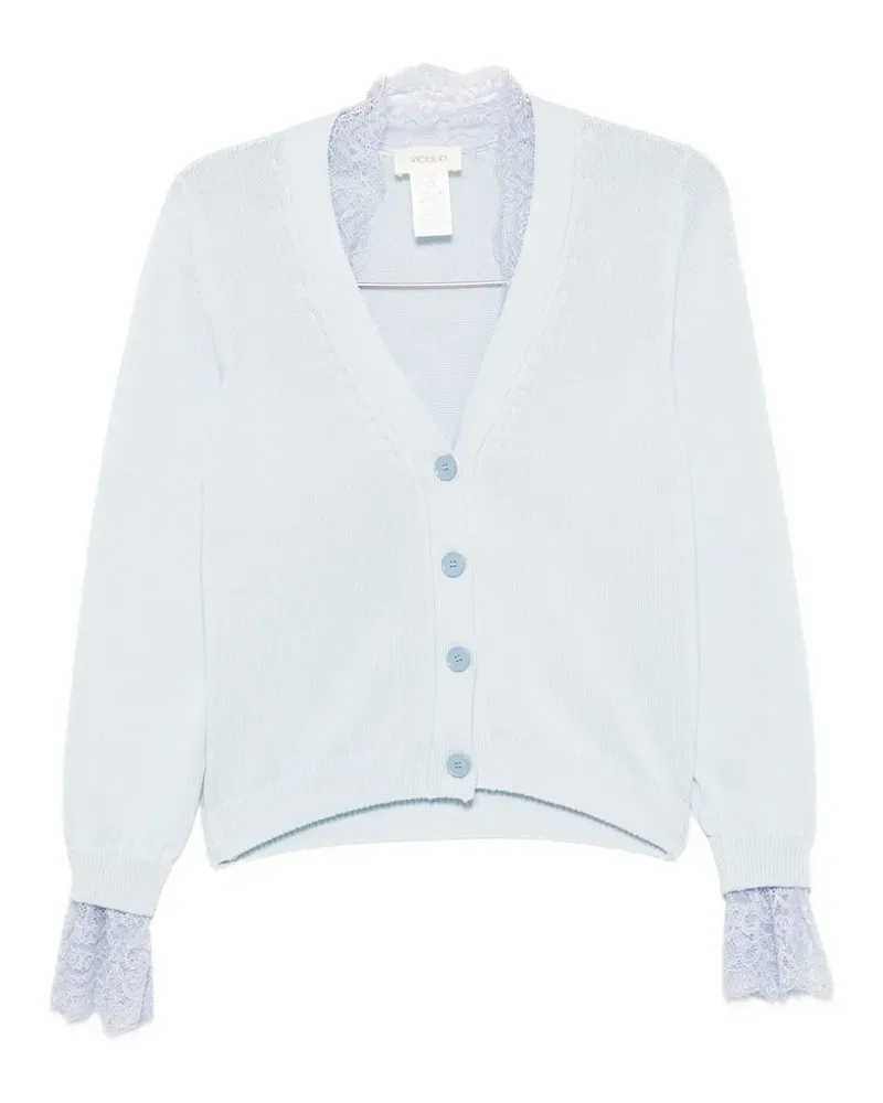 VICOLO lace-trim cardigan - Blau Blau