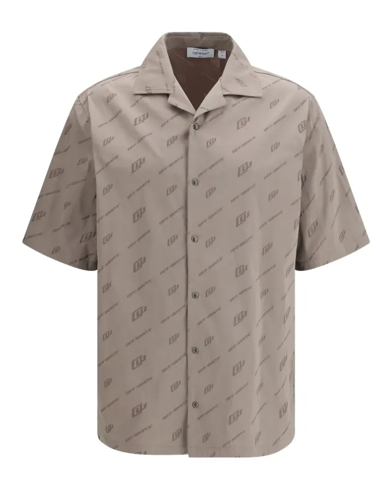 OFF-WHITE monogram-print short-sleeved shirt - Nude Nude