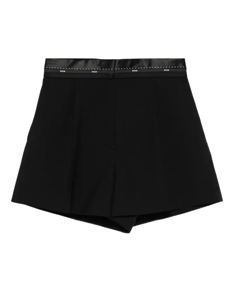 MSGM Plissierte Shorts mit Satinbesatz - Schwarz Schwarz