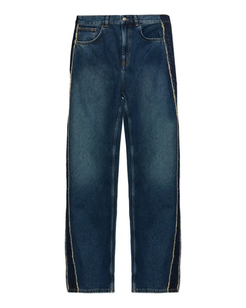 Palm Angels frayed-detail logo-print jeans - Blau Blau