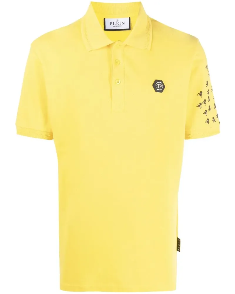 Philipp Plein Skull and Bones Poloshirt - Gelb Gelb