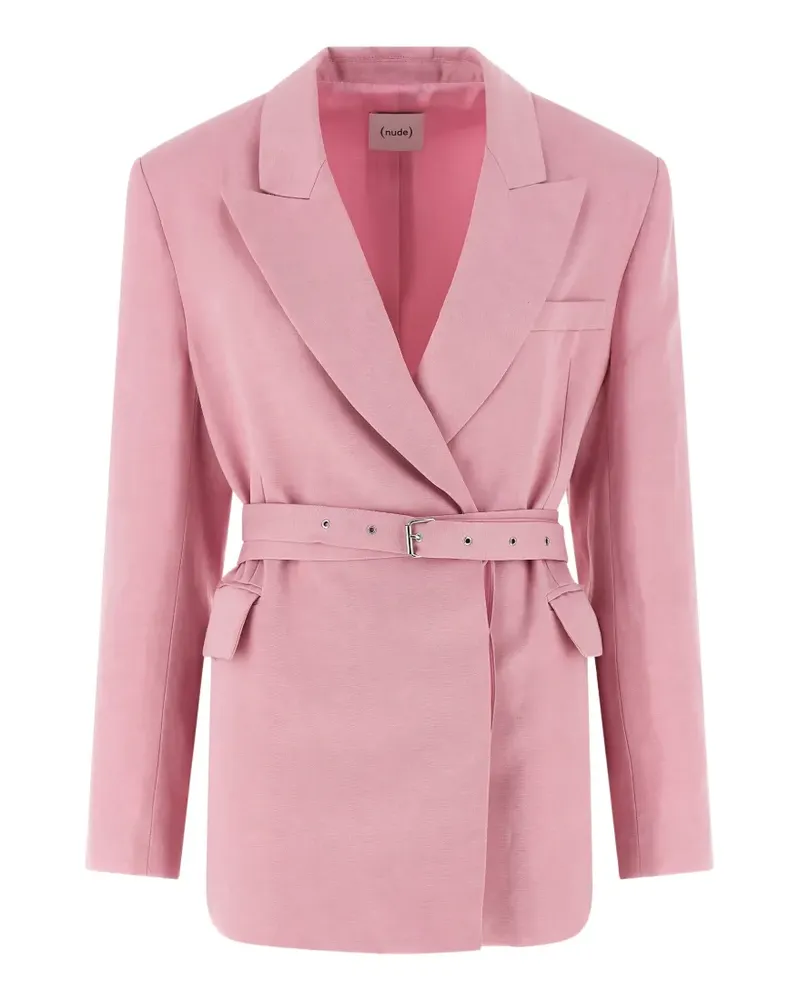 NUDE Doppelreihiger Belt Leinensakko mit steigendem Revers - Rosa Rosa