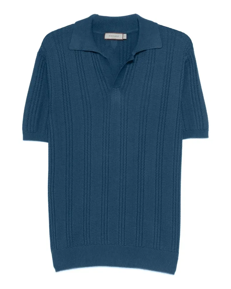 Canali Texturiertes T-Shirt - Blau Blau