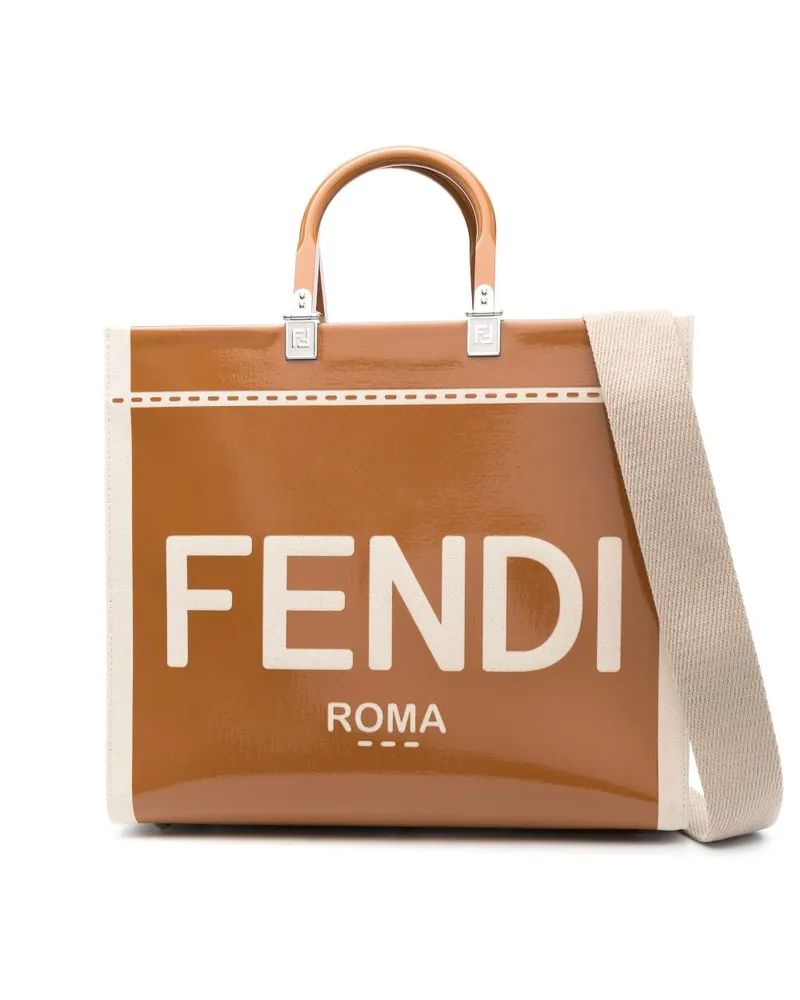 Fendi Shopper mit Logo-Print - Braun Braun