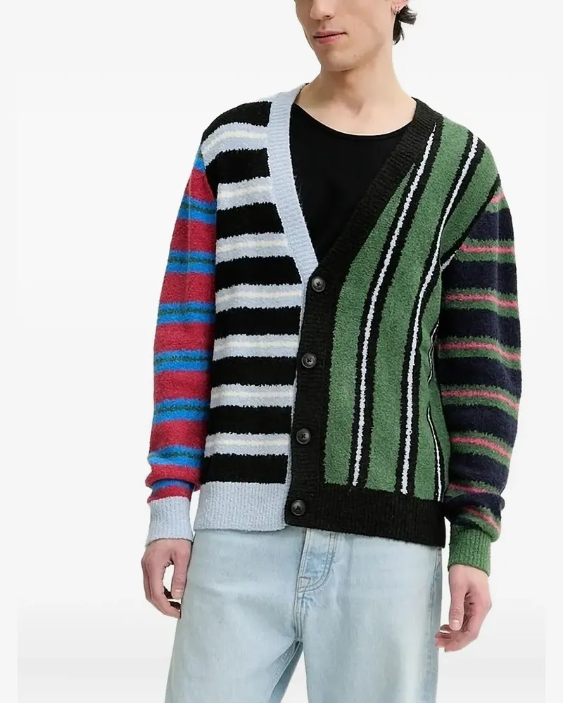 Desigual Gestreifter Patchwork-Cardigan - Schwarz Schwarz
