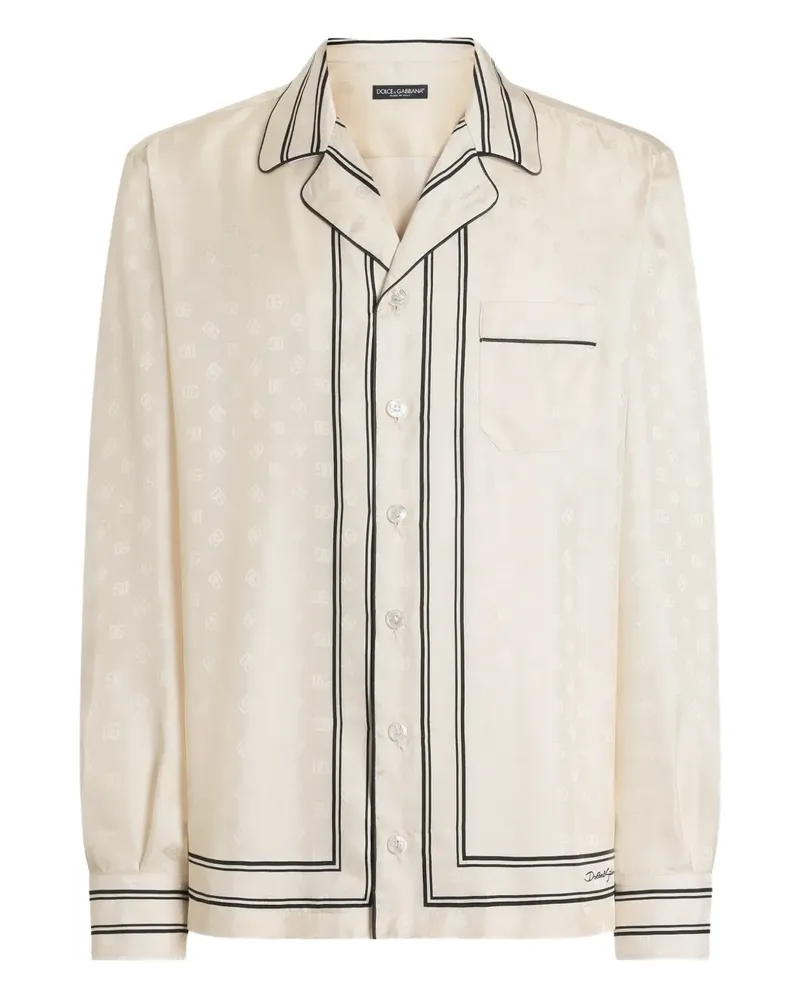 Dolce & Gabbana Gestreiftes Hemd mit Logo-Muster - Nude Nude