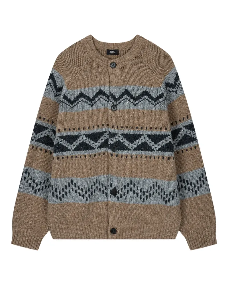 STUDIO TOMBOY fair isle round-neck cardigan - Braun Braun