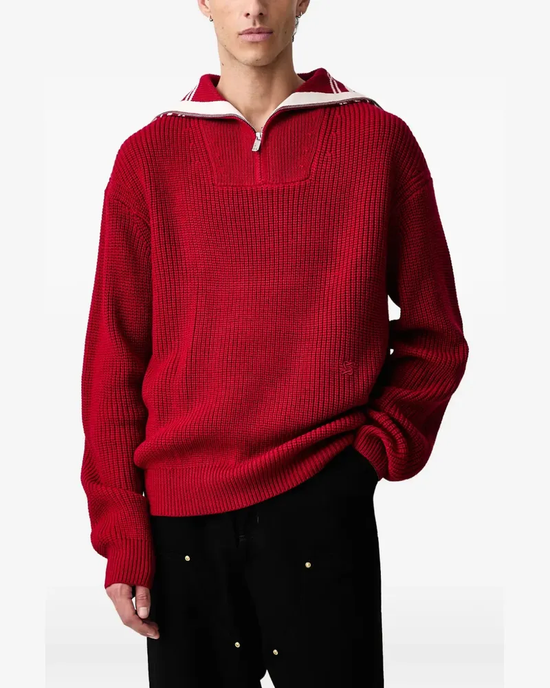 Filling Pieces quarter-zip ribbed sweater - Rot Rot