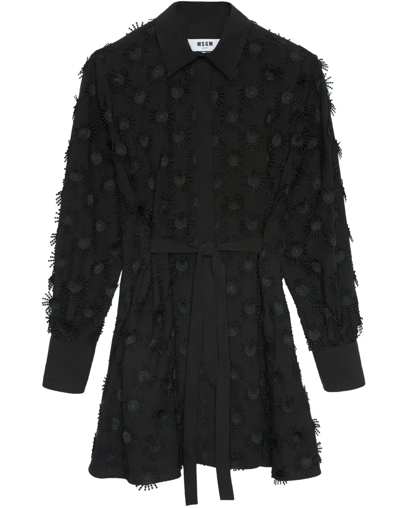 MSGM Hemdkleid mit Bindegürtel - Schwarz Schwarz