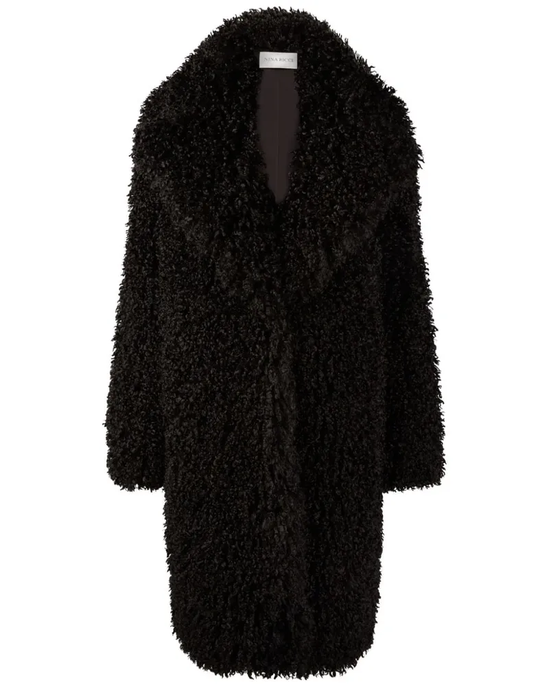 Nina Ricci Oversized-Mantel aus Faux Fur - Schwarz Schwarz