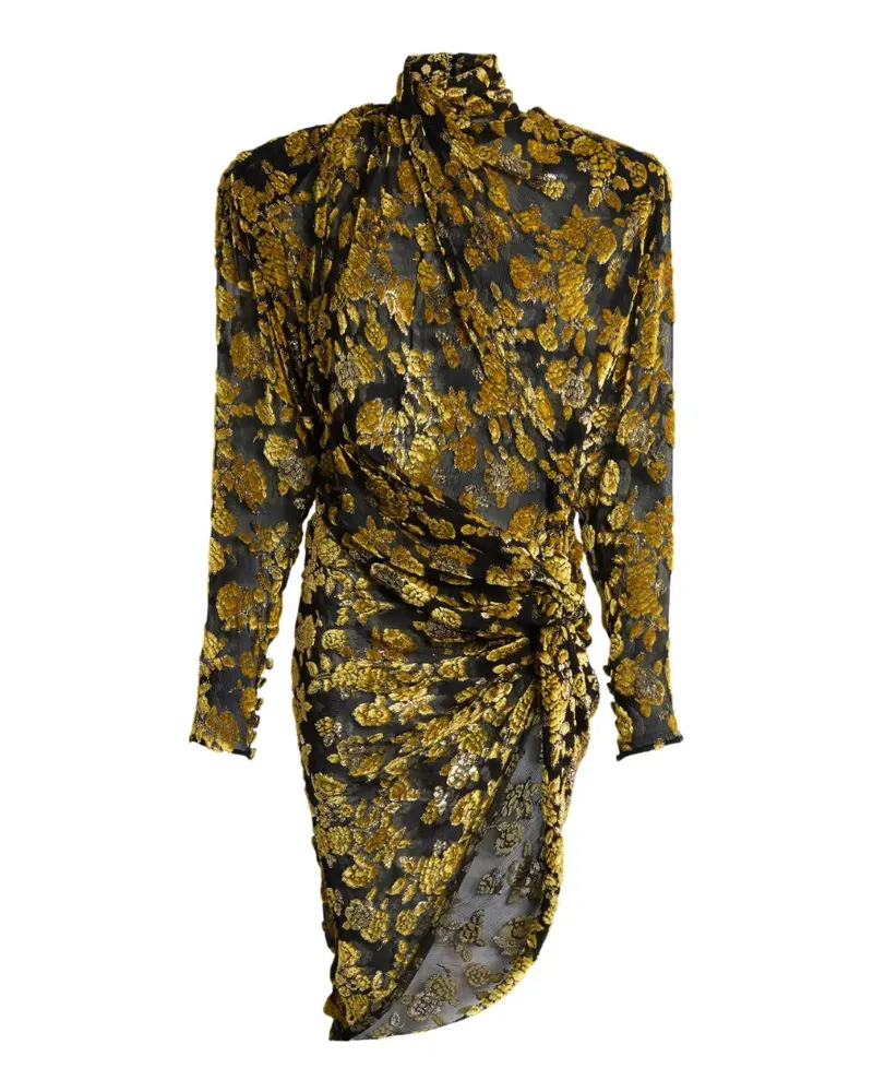 Balmain Drapiertes Kleid aus Samt-Jacquard - Gelb Gelb