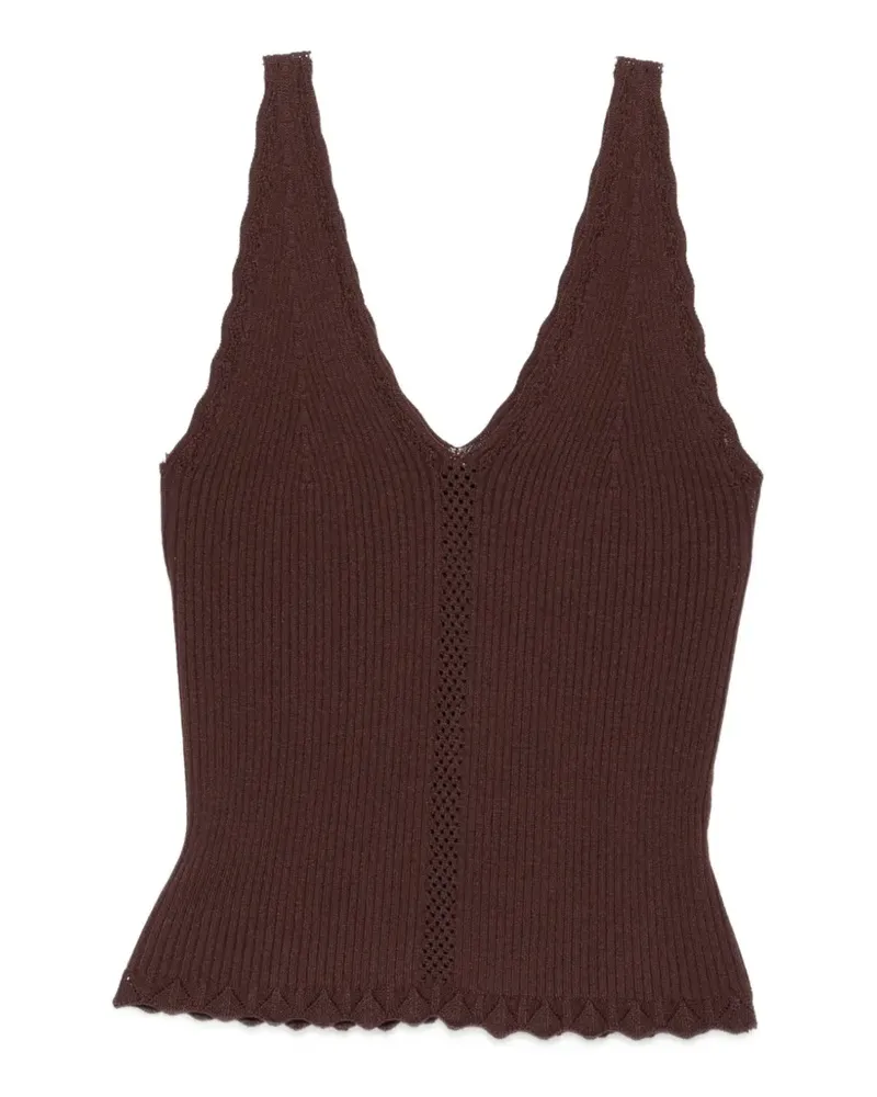 Twin-Set ribbed scalloped-edge top - Braun Braun