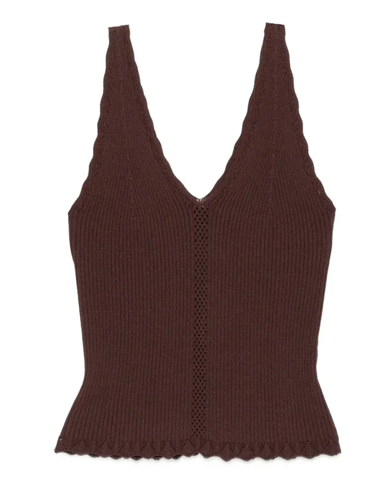 Twin-Set ribbed scalloped-edge top - Braun Braun