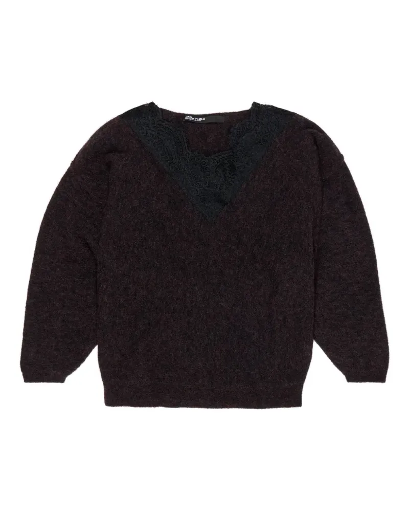 BIMBA Y LOLA Pullover mit Spitzeneinsatz - Violett Violett