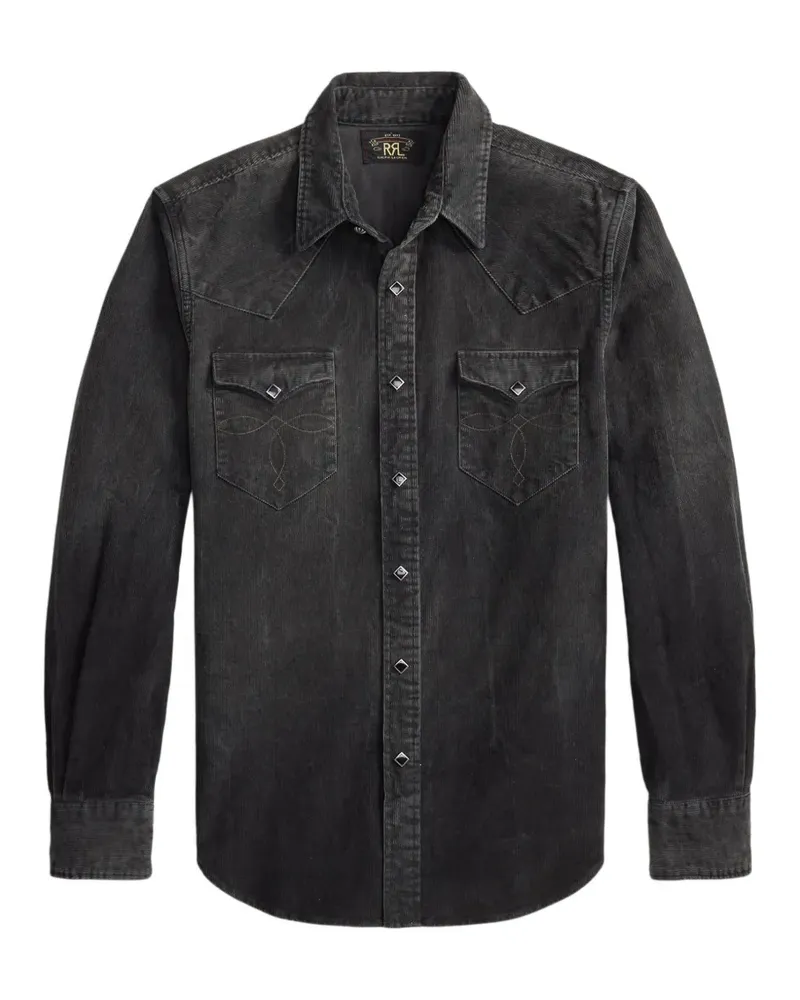 Ralph Lauren Westernhemd aus Cord mit Ziernaht - Schwarz Schwarz