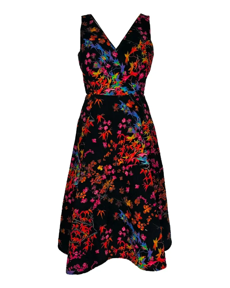 Saloni Kleid mit V-Ausschnitt - Schwarz Schwarz