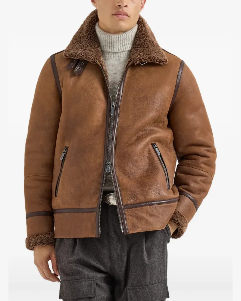 Brunello Cucinelli Pilotenjacke aus Shearling - Braun Braun