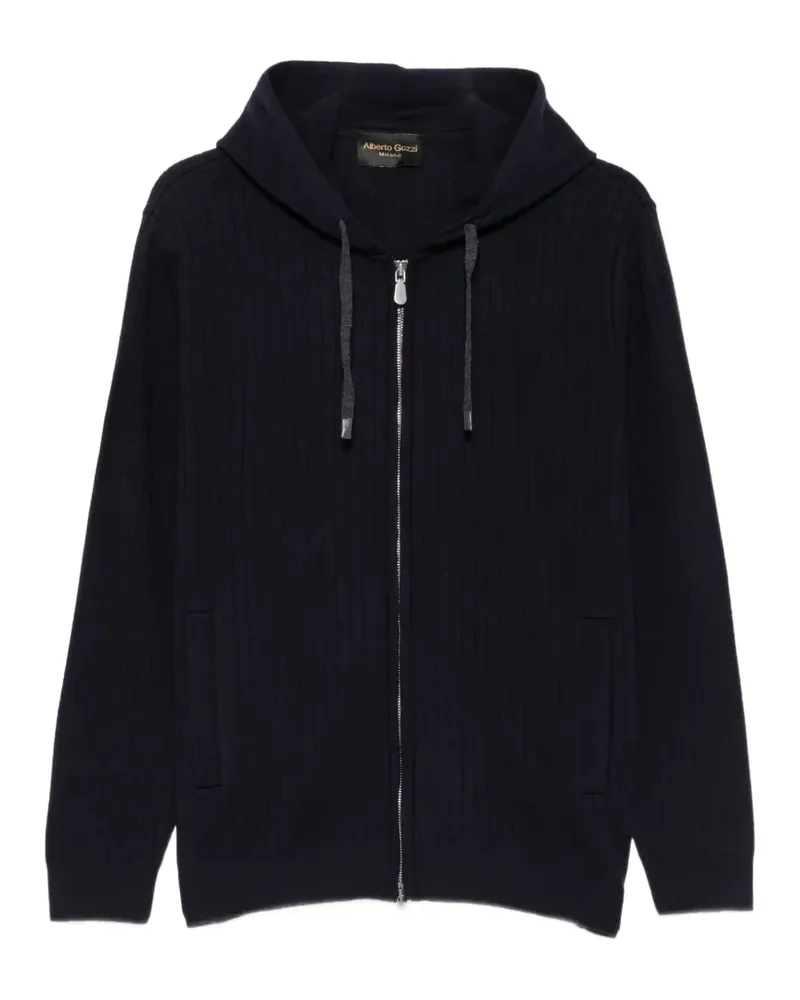 Alberto Gozzi ribbed-knit zip-up hoodie - Blau Blau