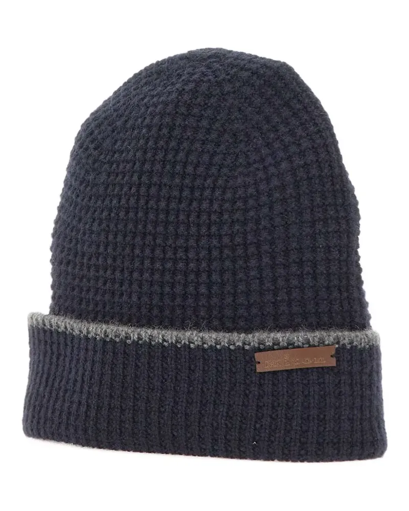 Kiton logo-tag beanie hat - Blau Blau