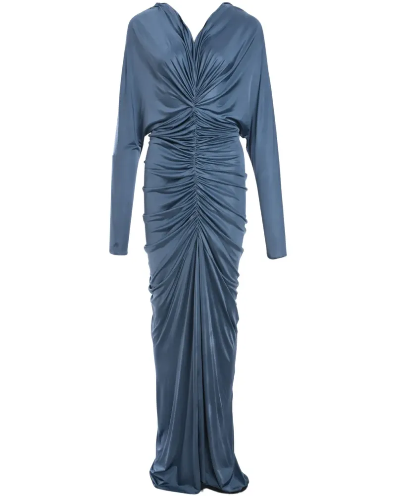 ATLEIN Abendkleid mit V-Ausschnitt - Blau Blau