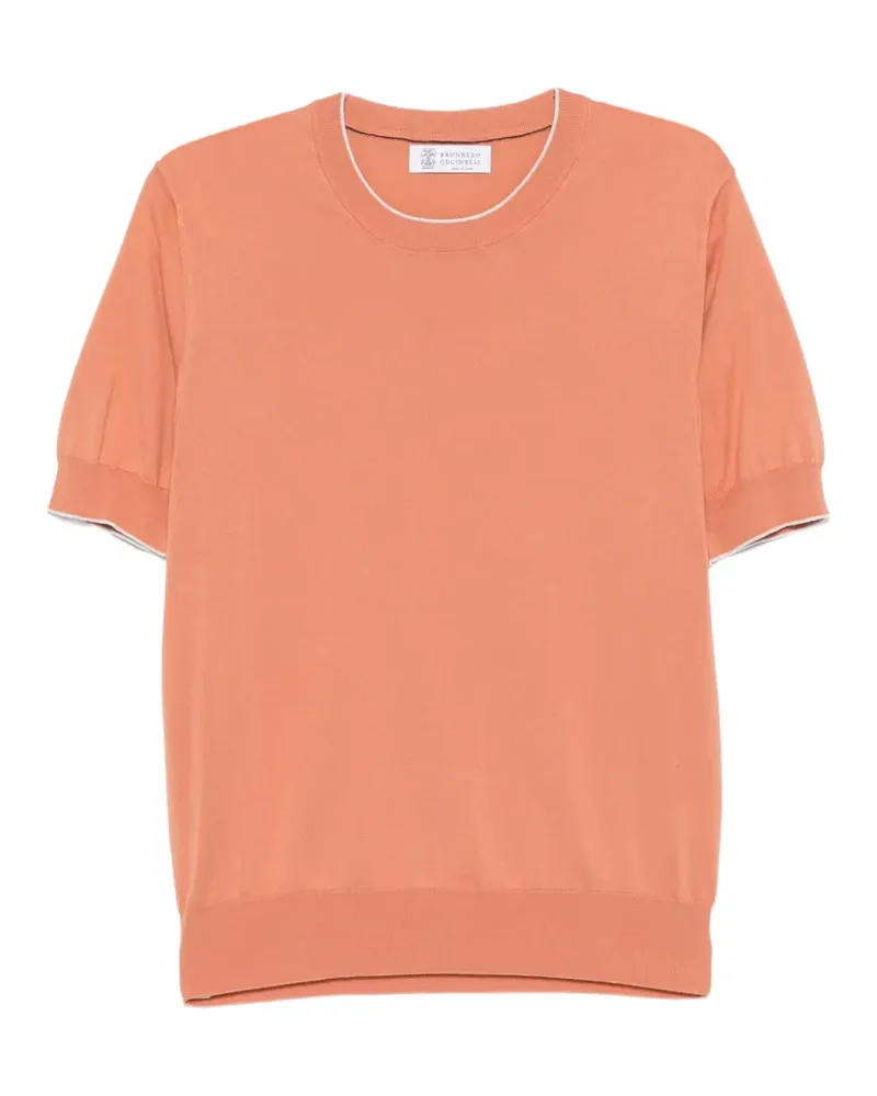 Brunello Cucinelli trimmed short-sleeve T-shirt - Orange Orange