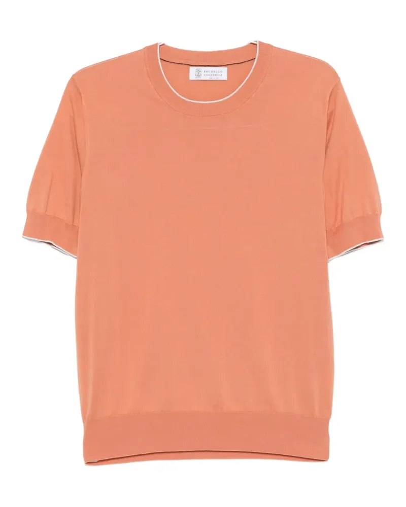 Brunello Cucinelli trimmed short-sleeve T-shirt - Orange Orange