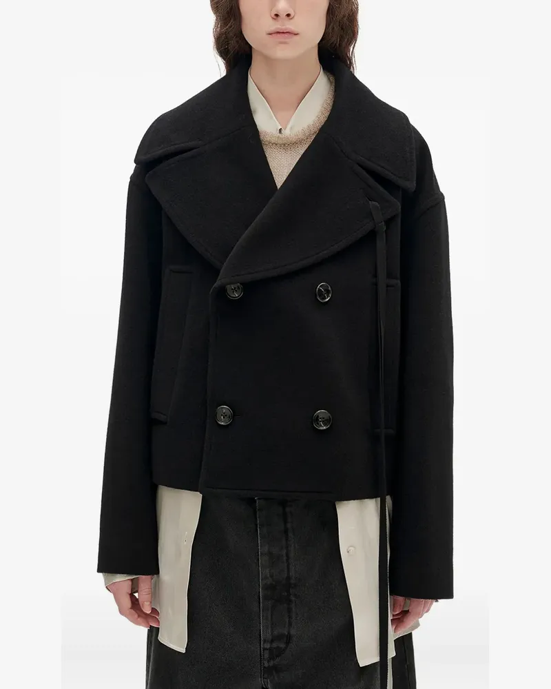 Ann Demeulemeester Doppelreihiger Mantel - Schwarz Schwarz