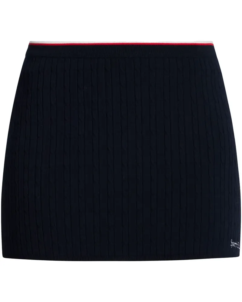 SPORTY & RICH Serif Minirock mit Logo-Stickerei - Blau Blau