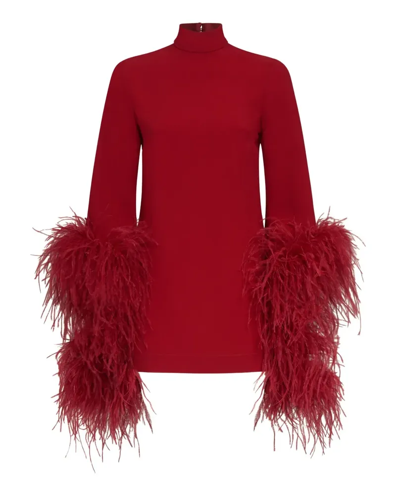 Taller Marmo Minikleid mit Federn - Rot Rot