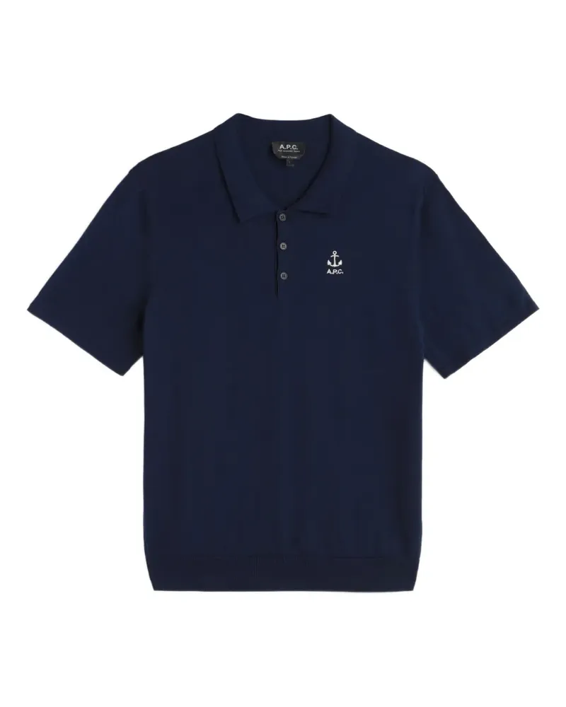 A.P.C. Poloshirt mit Anker-Emblem - Blau Blau