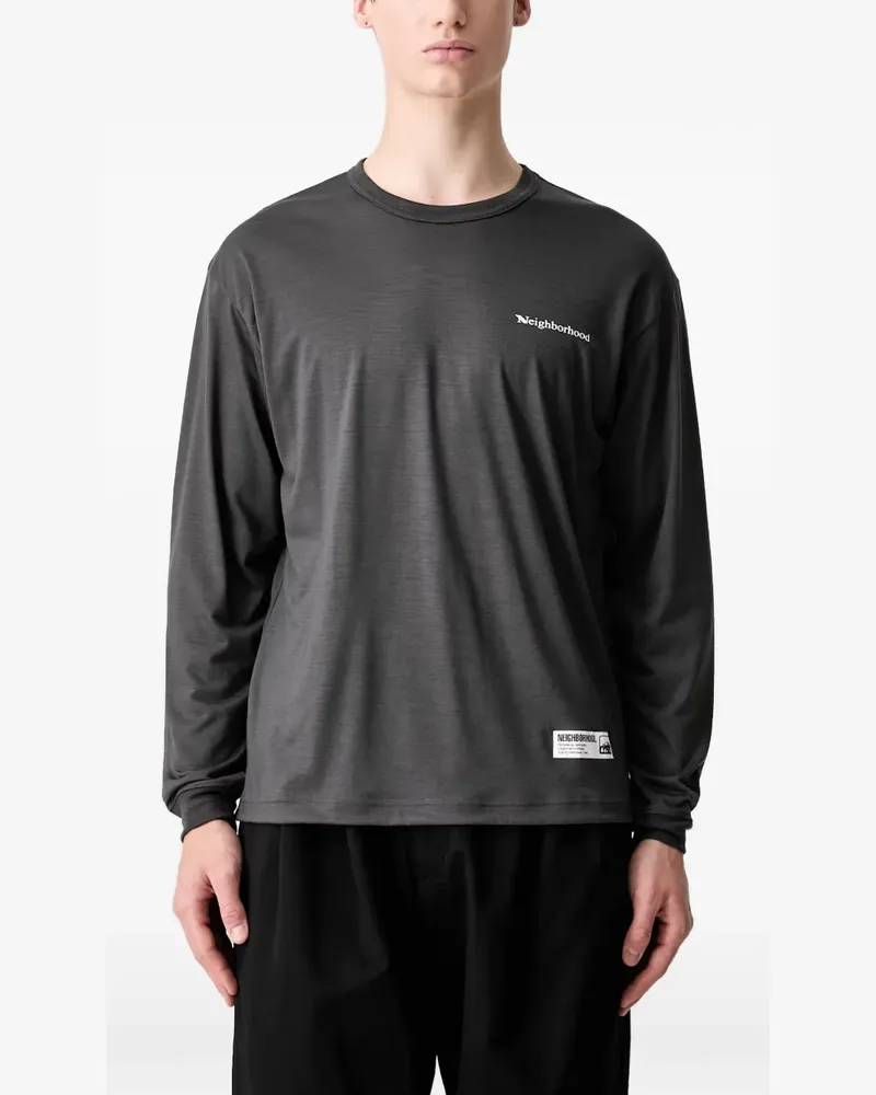 Neighborhood Langarmshirt mit Logo-Print - Grau Grau