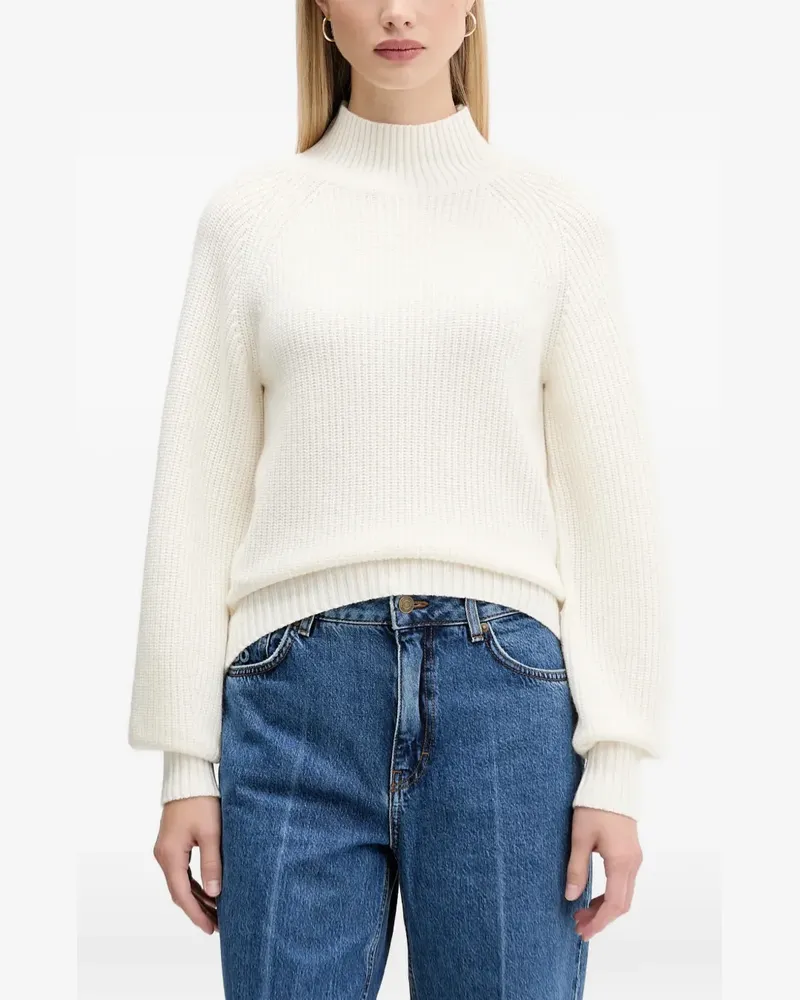 HUGO BOSS Gerippter Pullover - Weiß Weiß