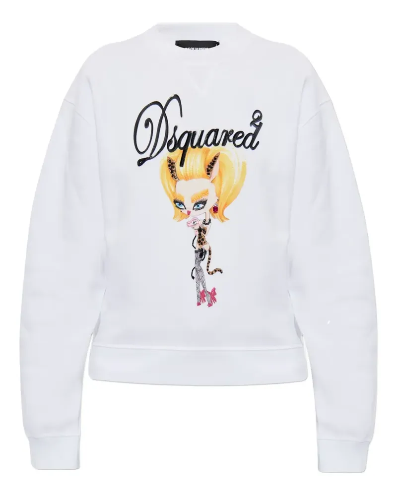 Dsquared2 Pullover mit Schmuckstein-Print - Weiß Weiß