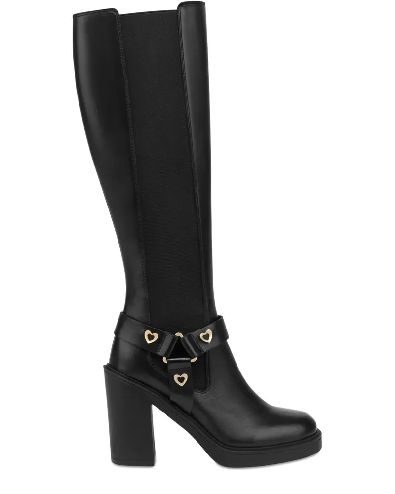 Moschino Stiefel mit Herzschnalle - Schwarz Schwarz