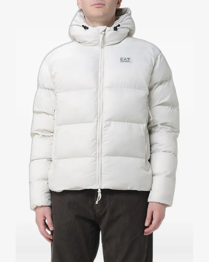 EA7 logo-patch padded coat - Weiß Weiß