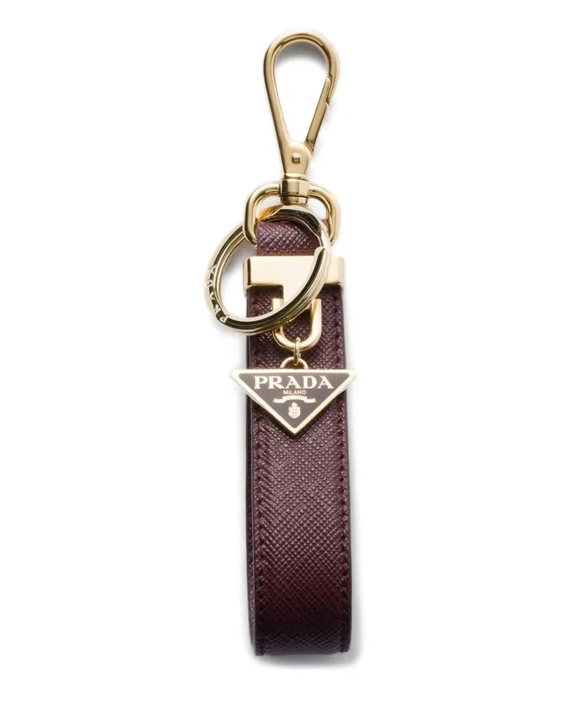 Prada Schlüsselanhänger aus Saffiano-Leder mit Triangel-Logo - Rot Rot