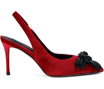 Slingback-Ballerinas mit kristallverzierter Schleife 65mm - Rot