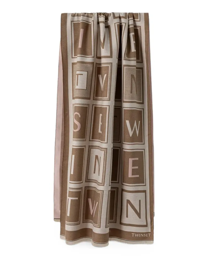 Twin-Set logo-print fringed scarf - Braun Braun