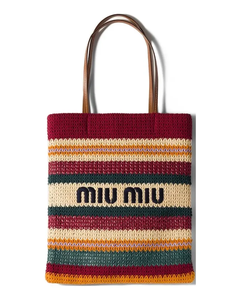 Miu Miu Gewebte Tote Bag mit Raffiabast-Effekt - Rot Rot