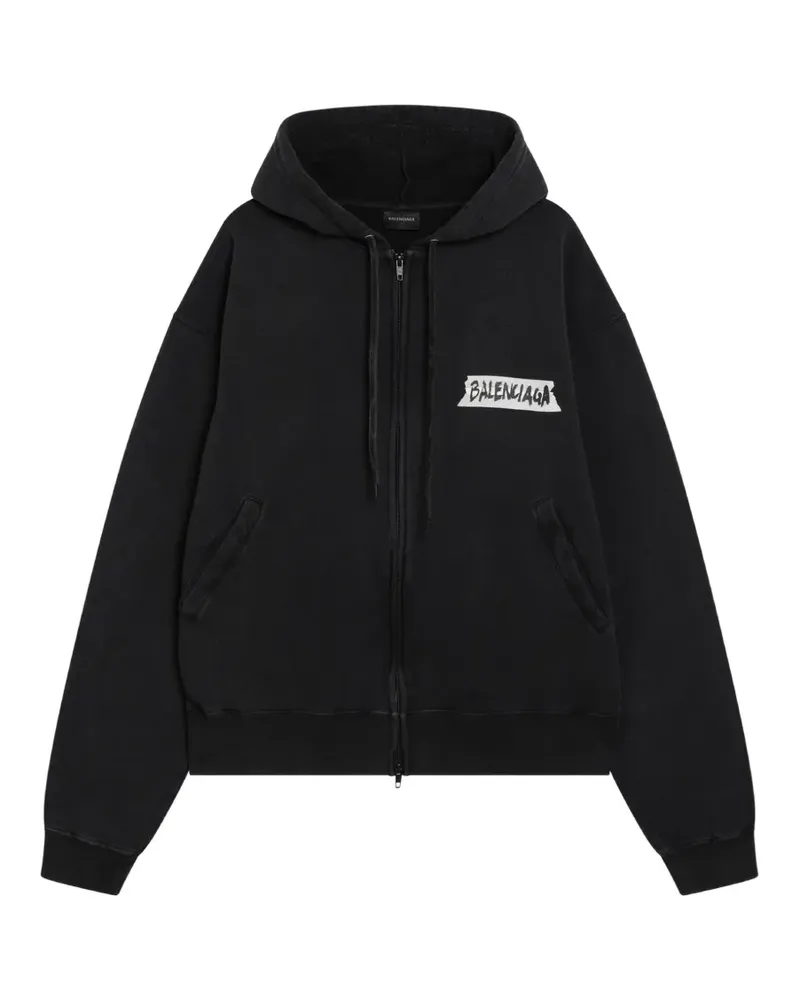 Balenciaga logo-detail zip-up hoodie - Schwarz Schwarz