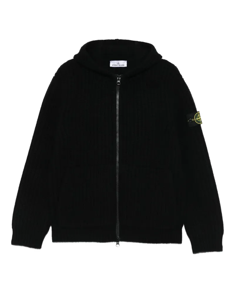 Stone Island Gerippter Cardigan - Schwarz Schwarz