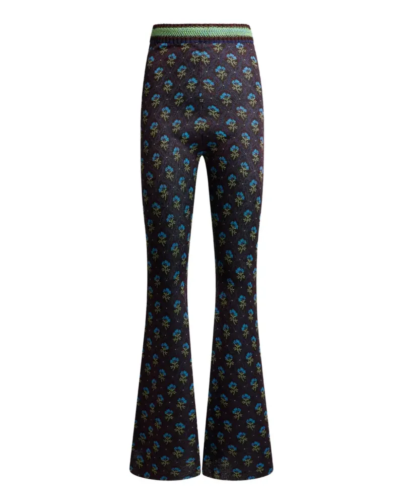 Etro Fit-and-Flare-Jacquard-Hose mit floralem Rautenmotiv - Braun Braun