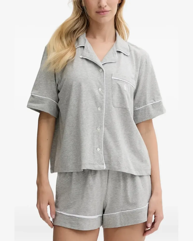 Ralph Lauren Geknöpfter Pyjama mit Paspeln - Grau Grau